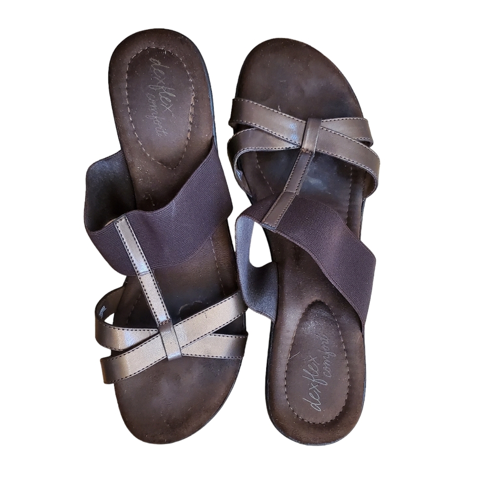 Dexflex Comfort Women's‎ Brown & Copper Cushioned Sandals Size 10W